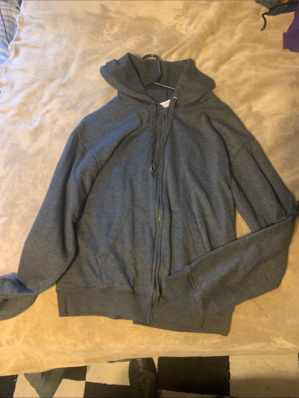 Men's Full-Zip Hooded Sweater - Dark Gray